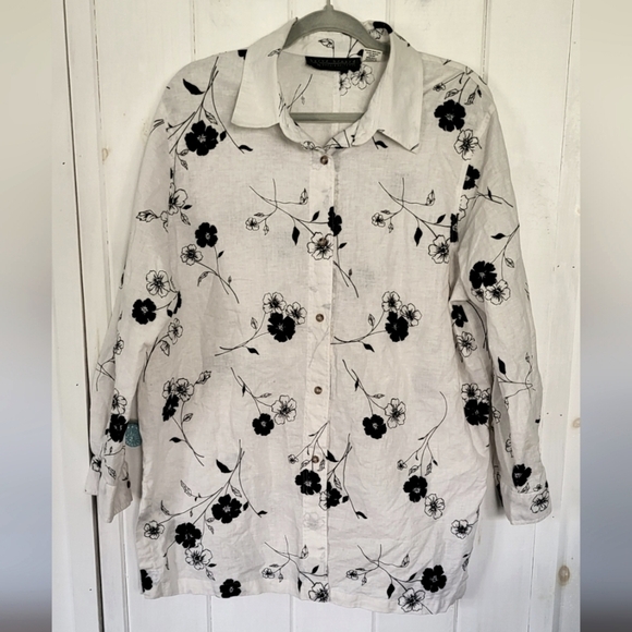 Harve Benard Linen Blend Floral Print Longline Tunic - Picture 1 of 7